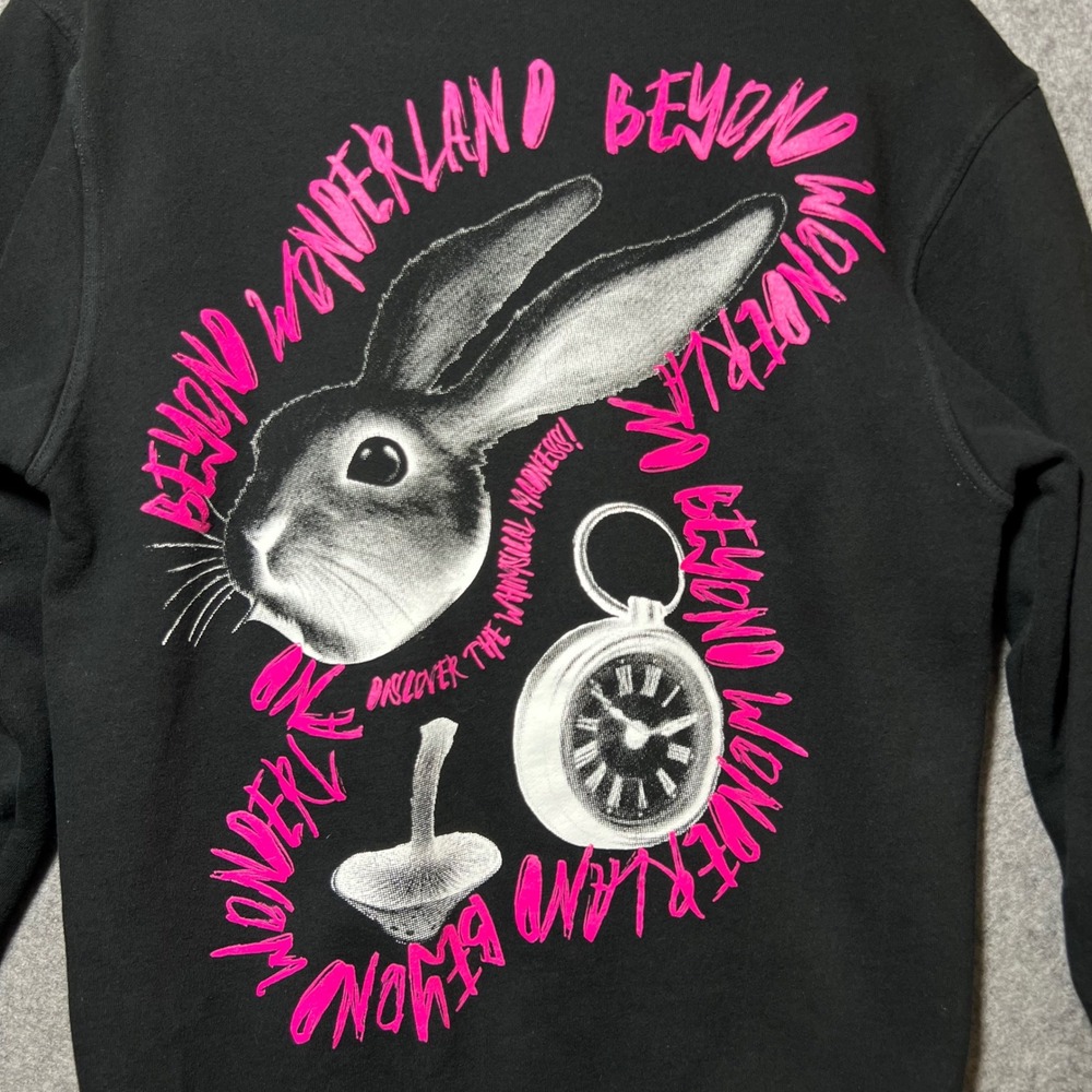 Insomniac Beyond Wonderland Black Zip Up Hoodie Music Festival Pink Rabbit S